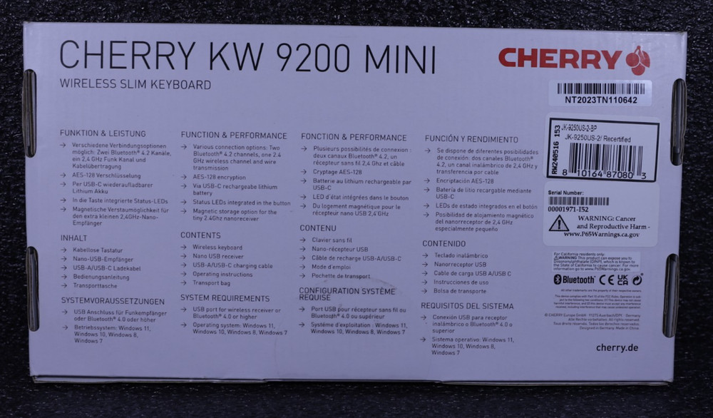 Genuine CHERRY KW 9200 Mini Wireless Slim Keyboard – Black – Multi‑Device