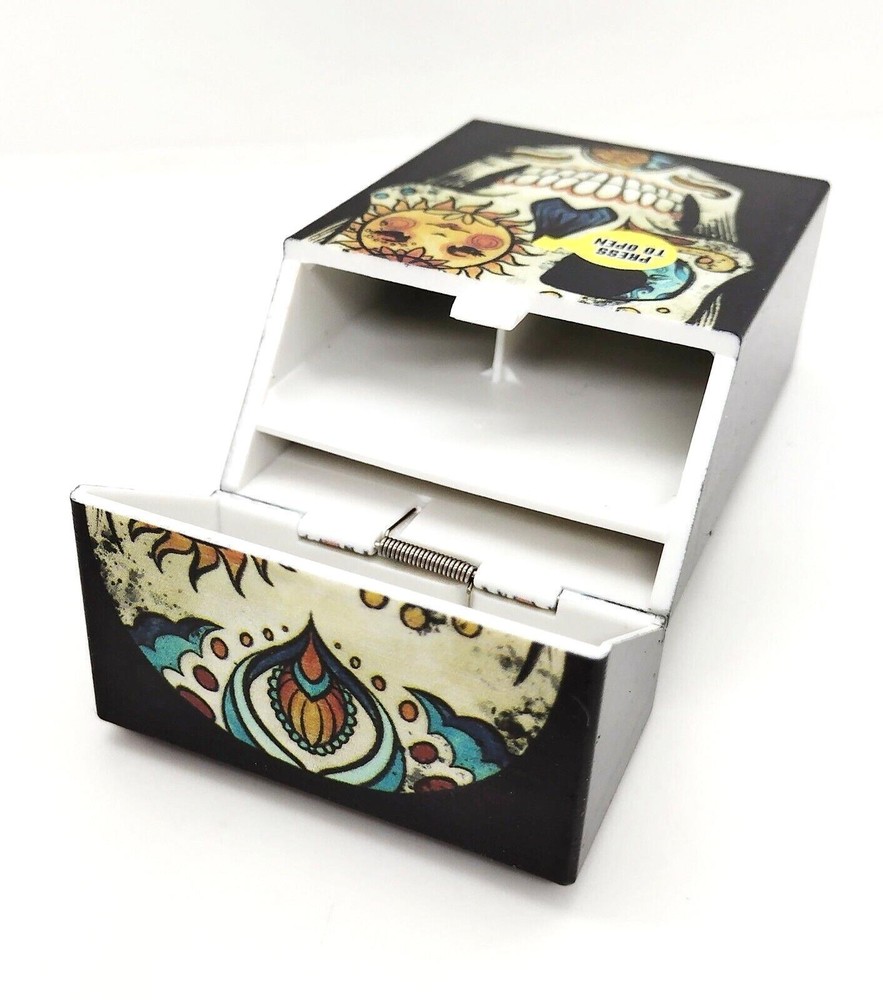 Smokezilla Mini Sugar Skull Multi-Use 3 Compartment Cigarette Lighter Case