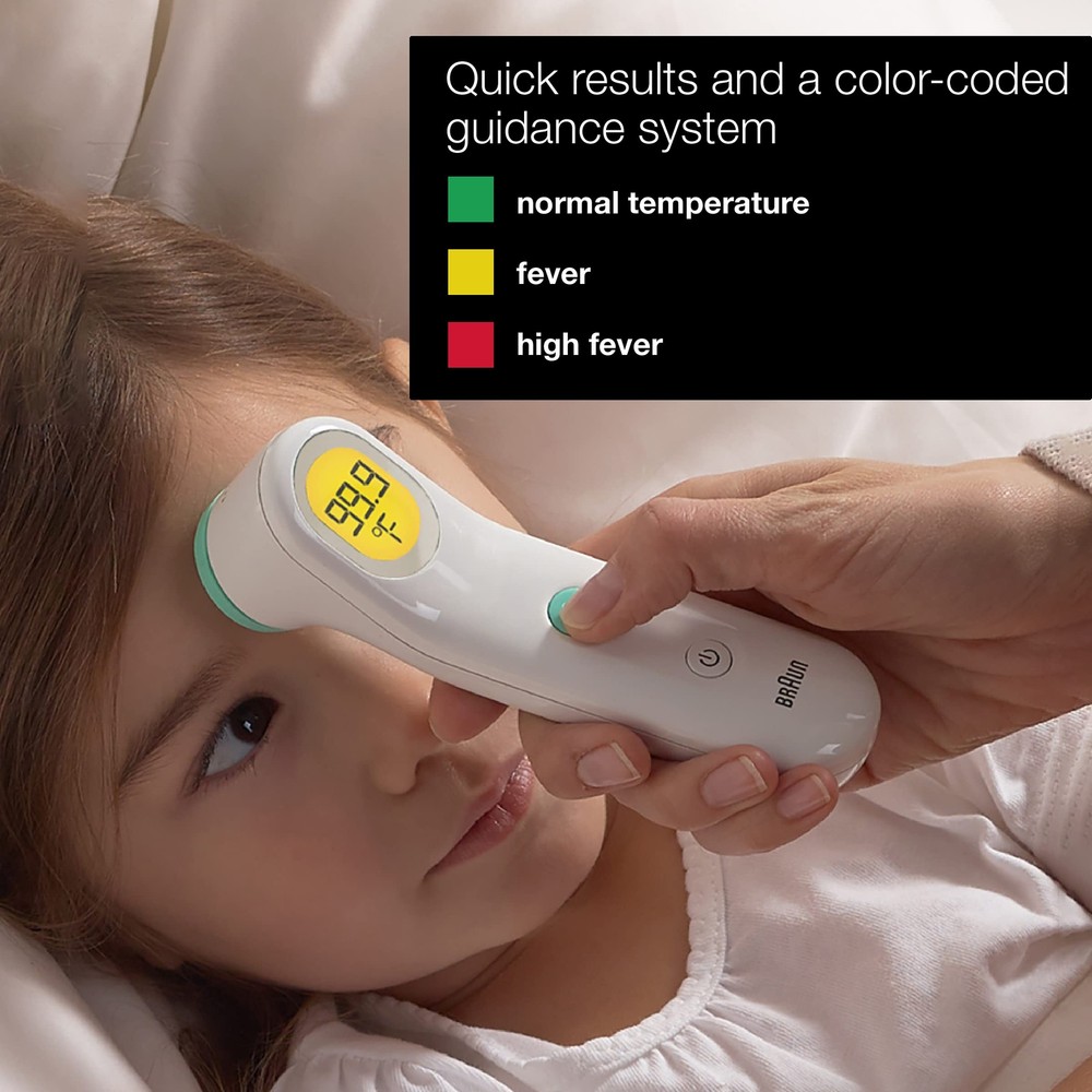 Braun Forehead Digital Thermometer Professional Accuracy Color Coded Guidance