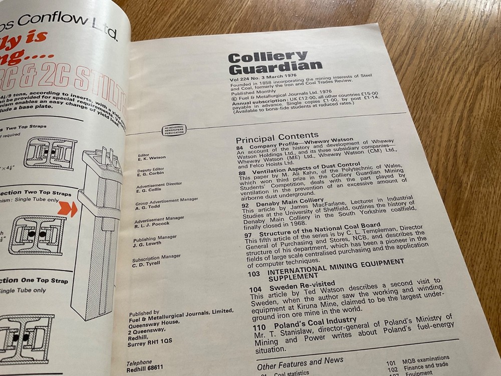 1976 COAL MINING MAGAZINE ‘COLLIERY GUARDIAN’ AS SHOWN