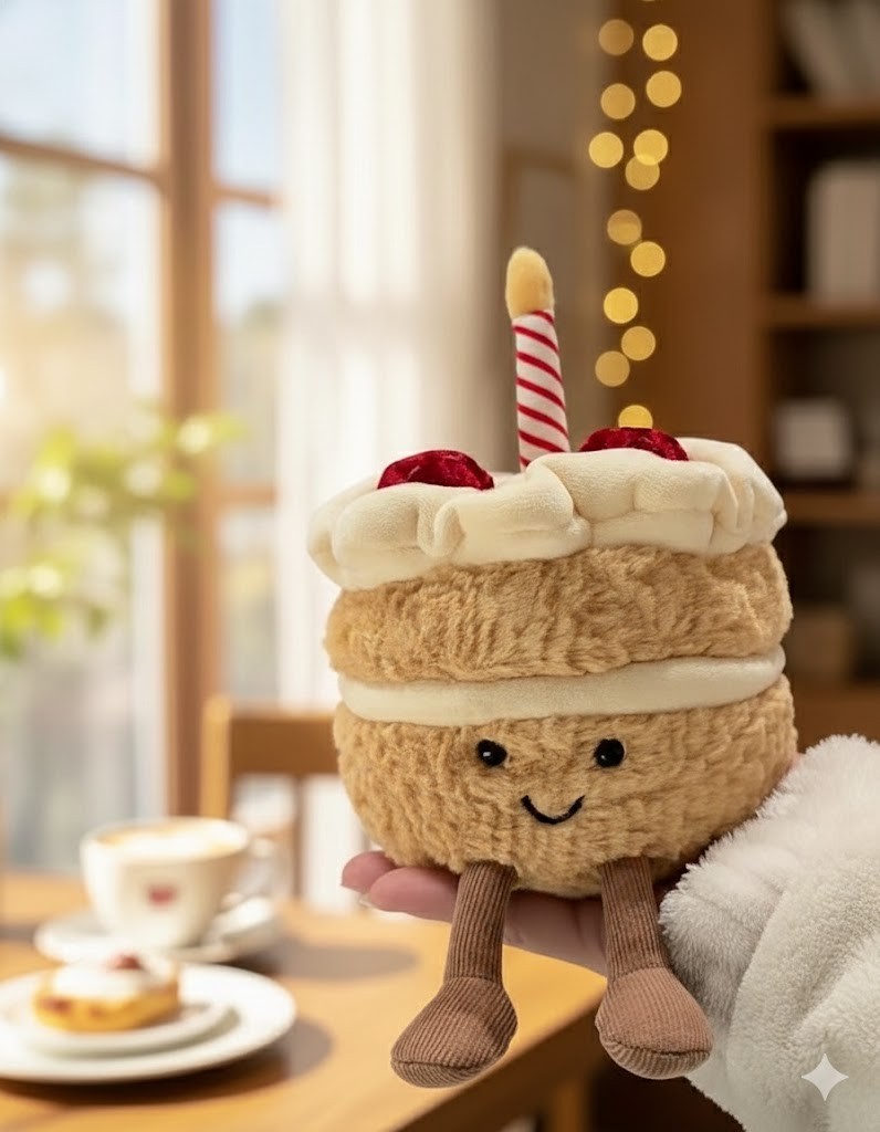 Jellycat Amuseables Birthday Cake Strawberry Plush Doll NWT w/ Bag