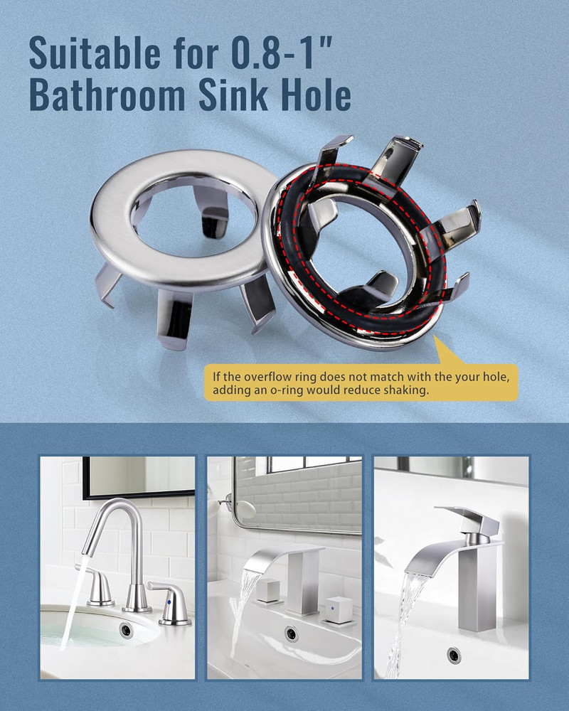 Sink Overflow Ring Brushed Nickel: 2 Pack Solid Brass Bathroom Vessel Sink Over