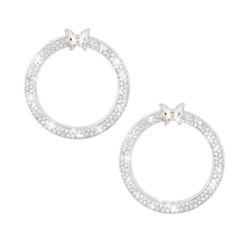 2PCS Bling Butterfly Car Engine Push Start Button Decoration Ring, White