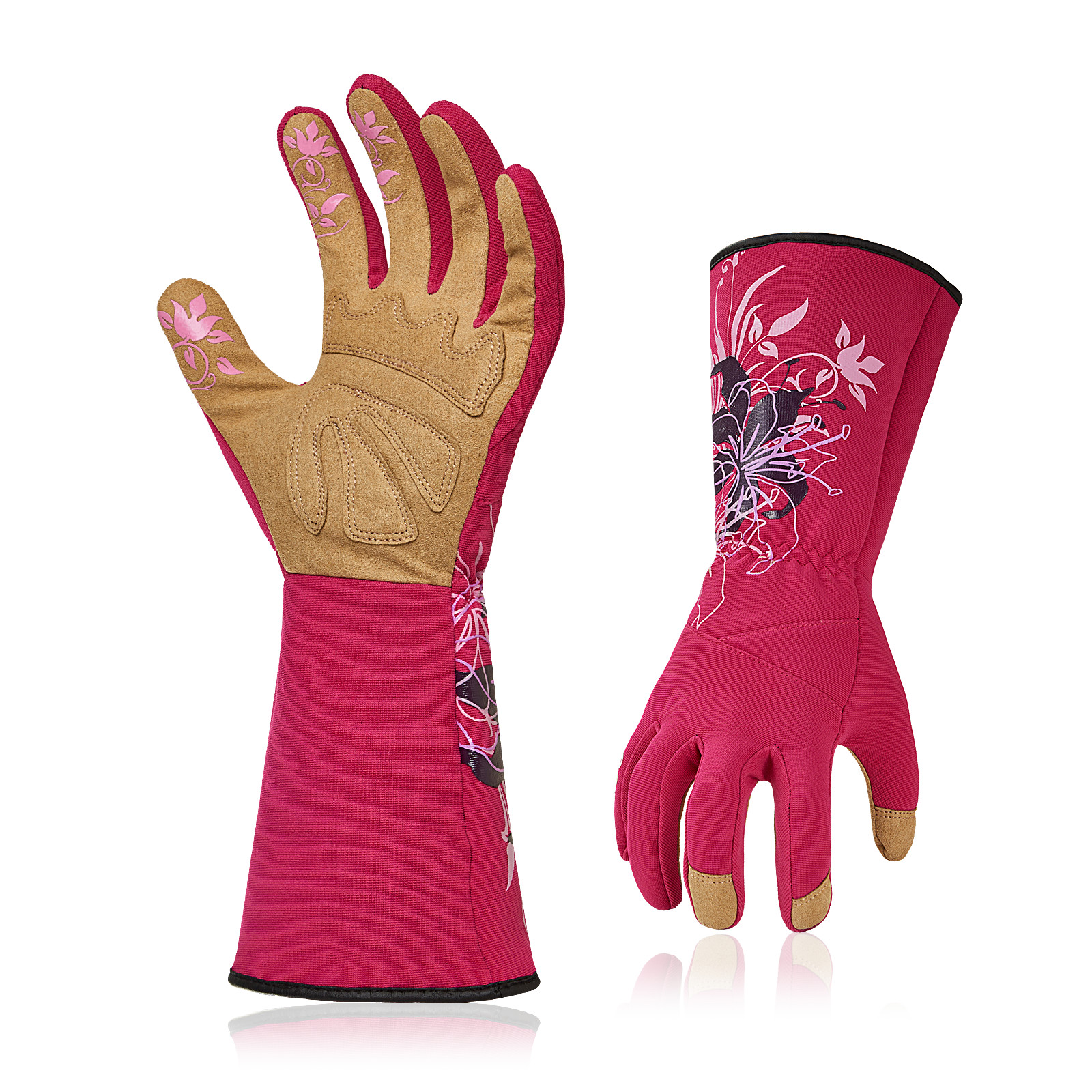 Vgo 1Pair Synthetic Leather Gardening Gloves, Washable Work Gloves (SL7445)