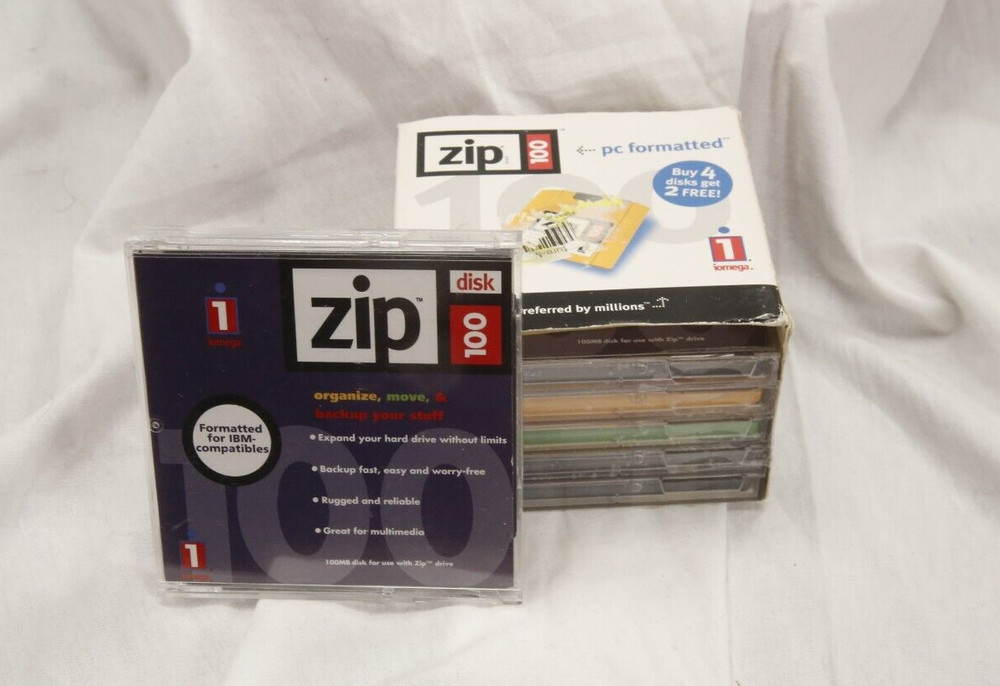 Iomega, Zip 100 super floppy, 6 pack, various colors
