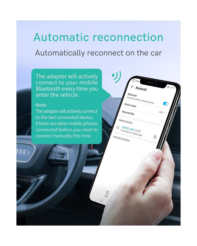 Bluetooth 5.0 aptX-HD Car Adapter Compatible for Audi MMI 3G AMI Music Interf...