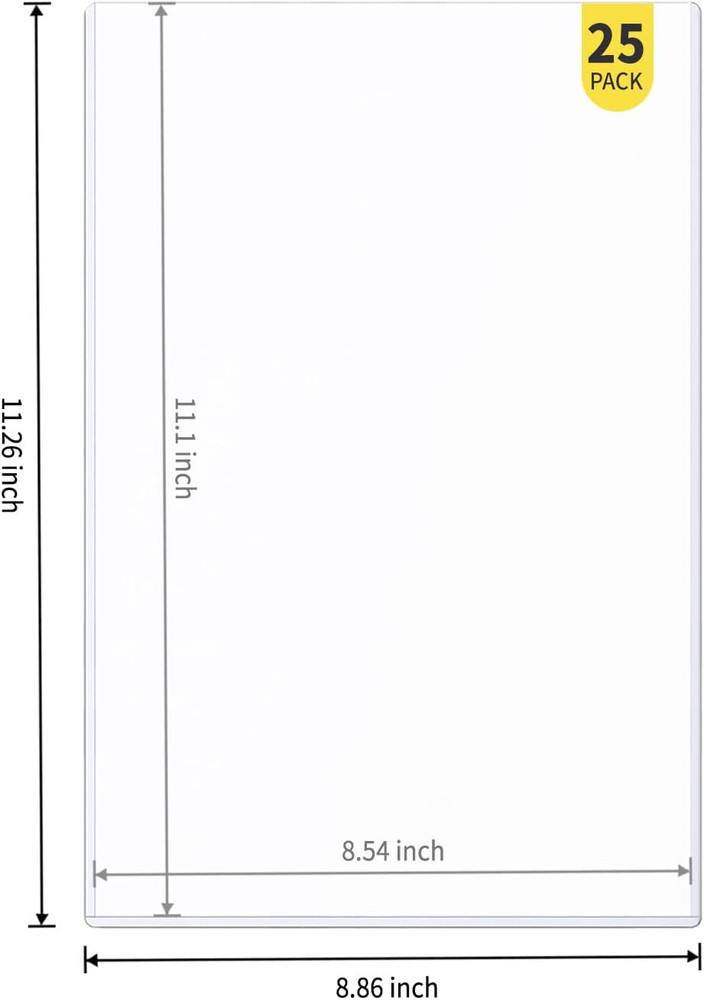 25-Pack 8.5 X 11 Inch Document-Toploaders - Premium Document Topload Holders, C