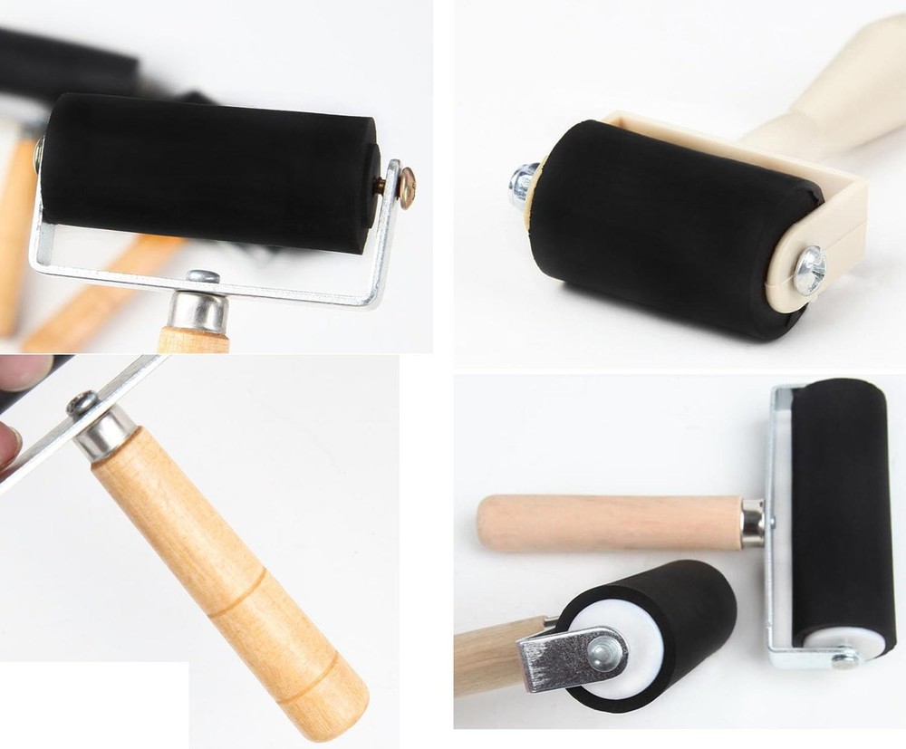 3 Pack Rubber Roller Brayer Rollers, Art Craft Roller Print,Ink,Stamping Tools