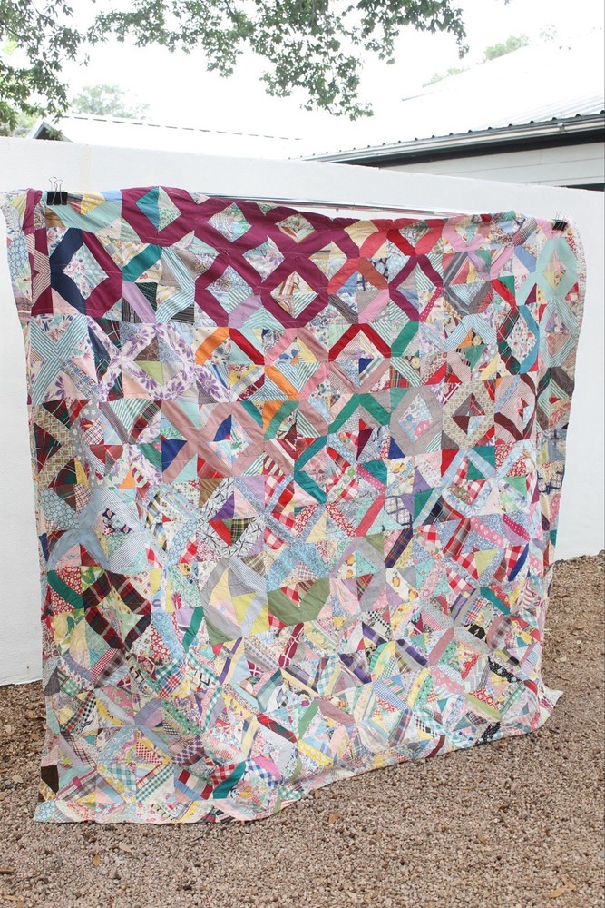 Antique Crazy Abstract Heirloom Patchwork Quilt