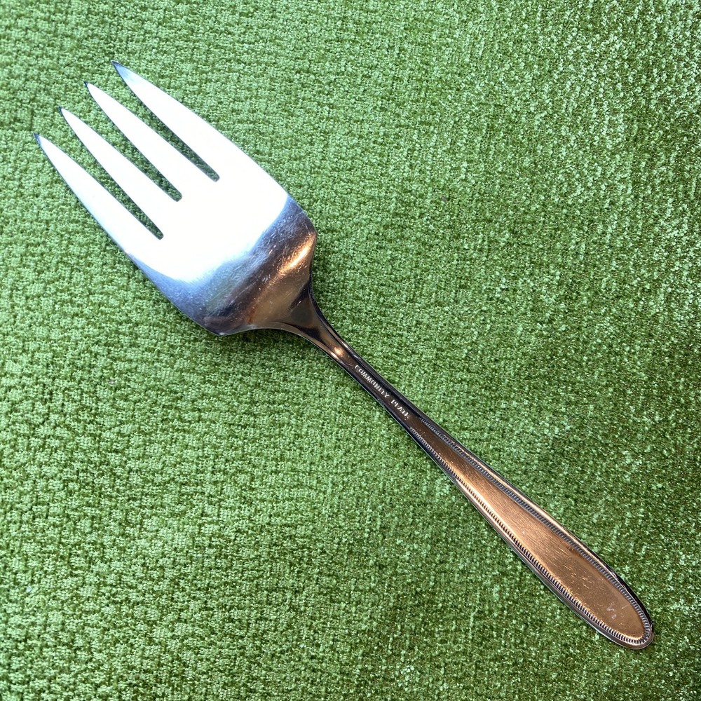 Oneida Silverplate GROSVENOR 1921 Medium Solid Cold Meat SERVING FORK No Mono