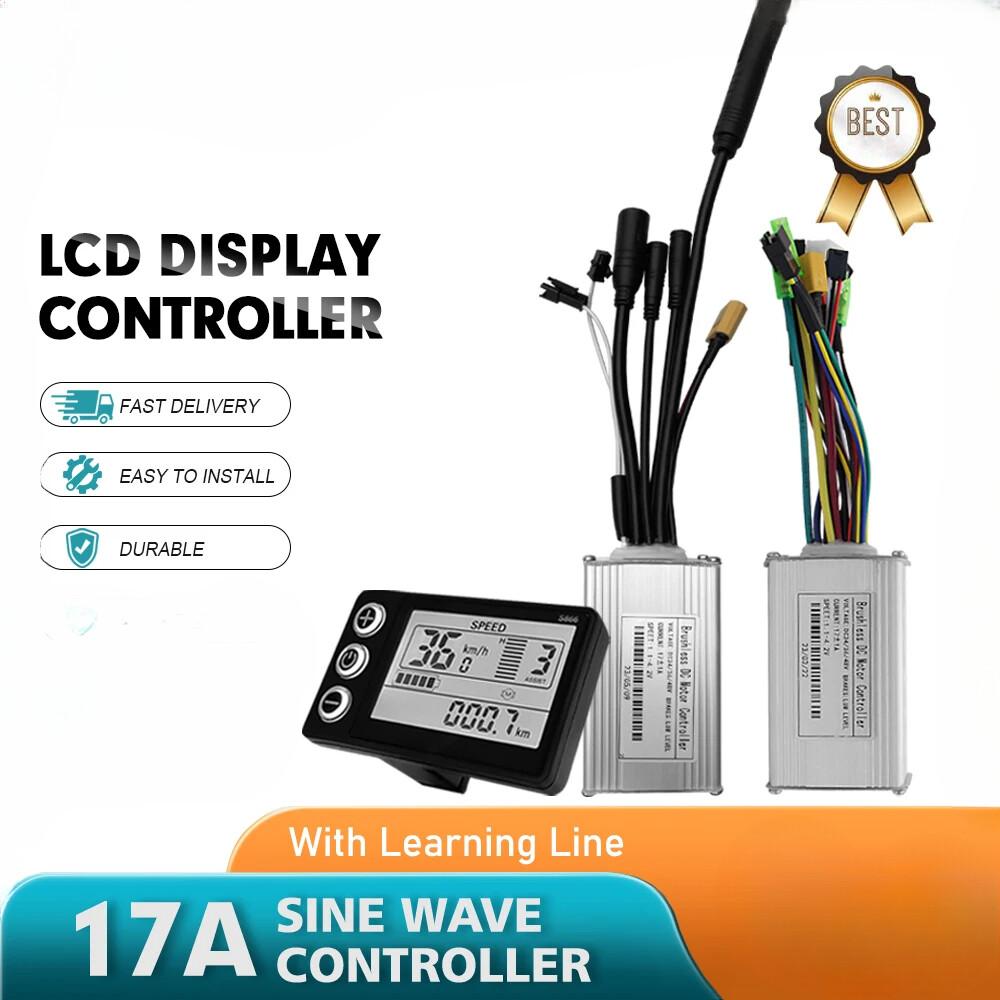 Ebike 36/48V Three-Mode 17A Sinewave Controller with LCD S866 Display SM/WP Plug