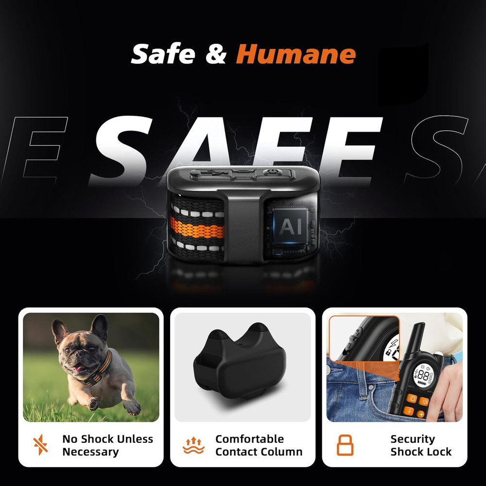 Small Dog Training Collar with Remote Waterproof Rechargeable 1300Ft Range Adjus