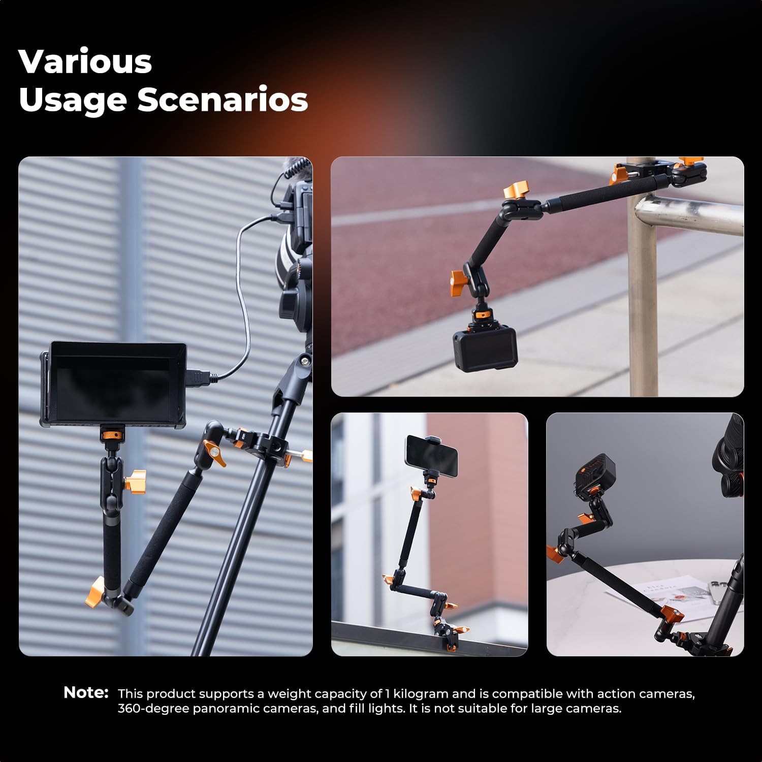 K&F CONCEPT 22" Magic Arm Clamp Long Articulating Friction Boom Arm for Phone