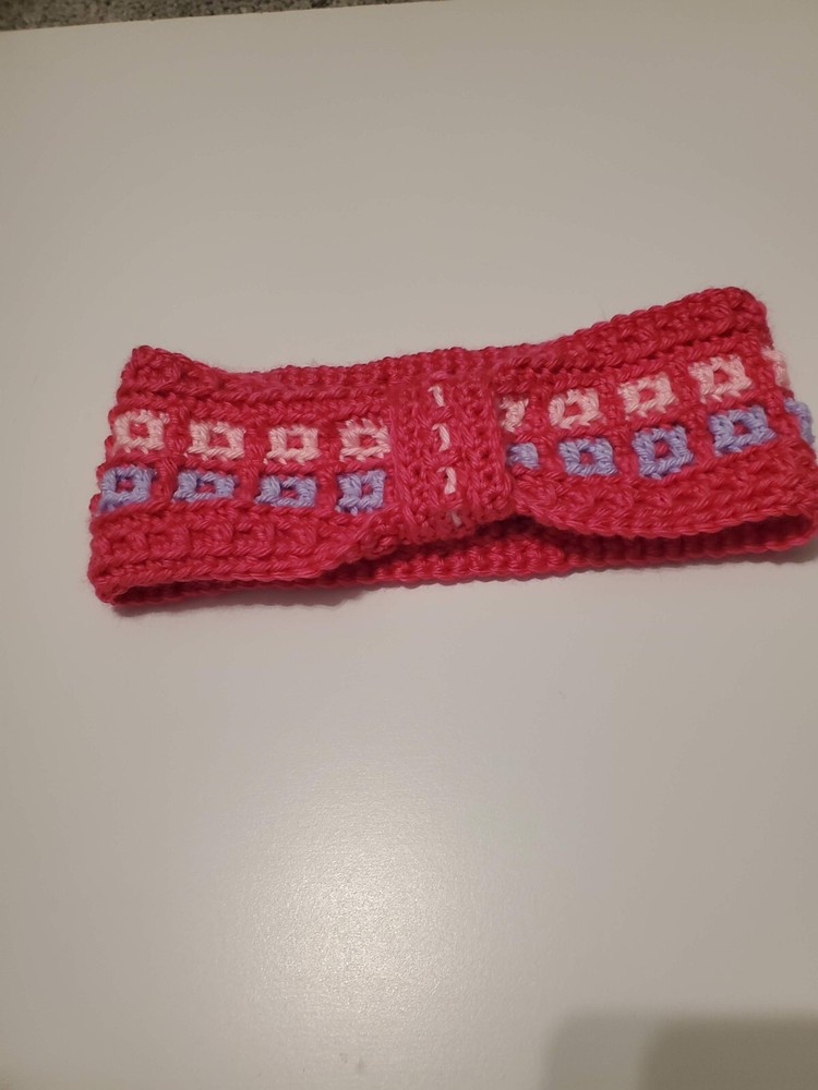 Handmade Crochet Mosaic Squares Ear Warmer