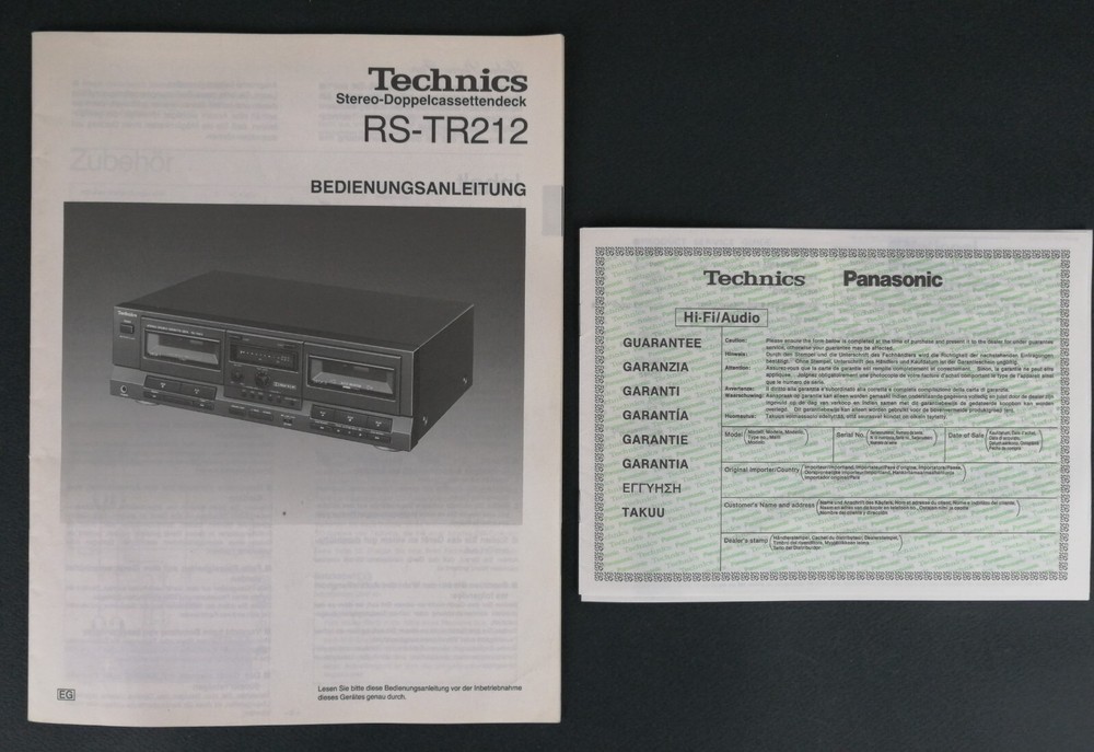 ORIGINAL MANUAL - TECHNICS RS-TR 212 - 31 PAGES