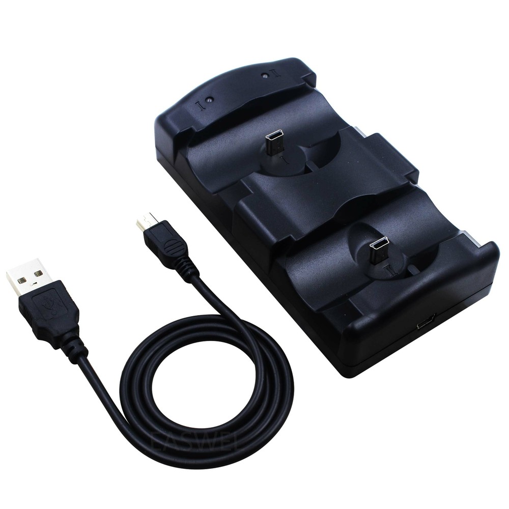 Dual Charger Stand Dock Station+USB Cable for PlayStation PS3/MOVE Controller