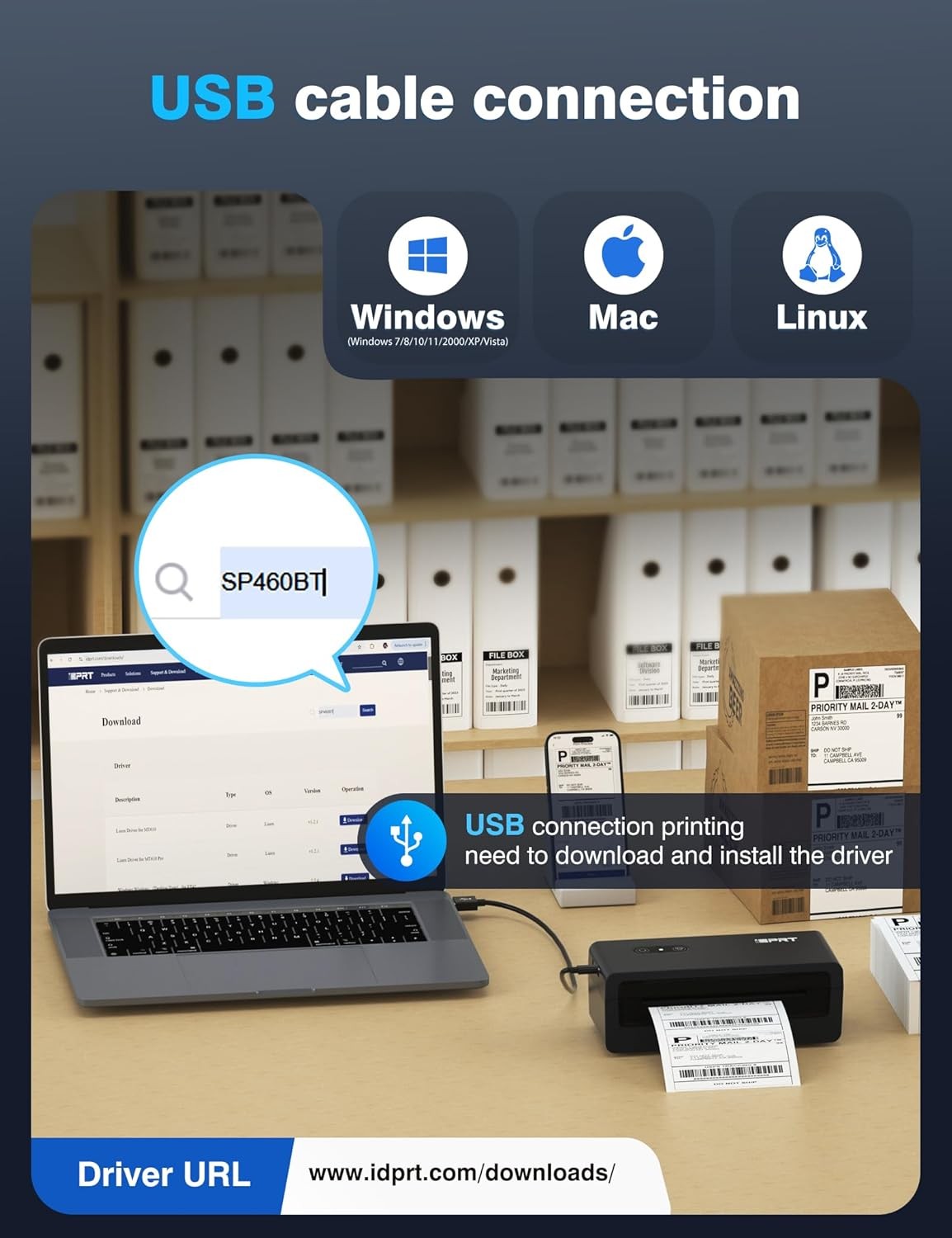 iDPRT Thermal shipping Label Printer Bluetooth 4x6 for USPS UPS Amazon eBay Etsy