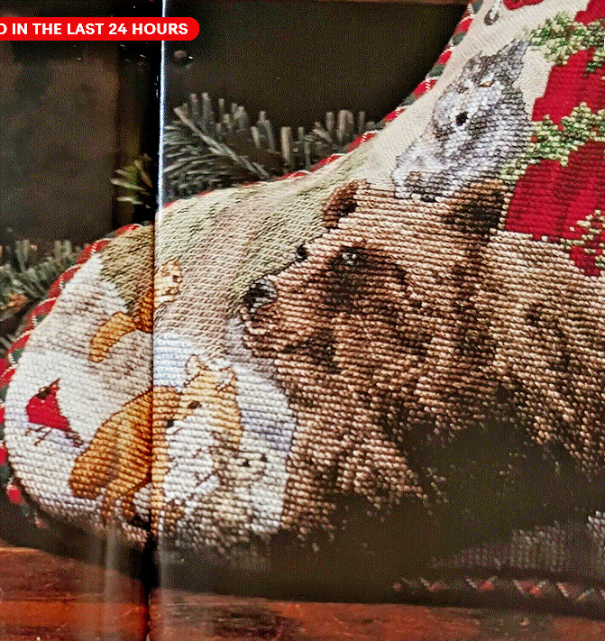 Forest Santa Stocking Vermillion Stitchery Cross Stitch Pattern 260