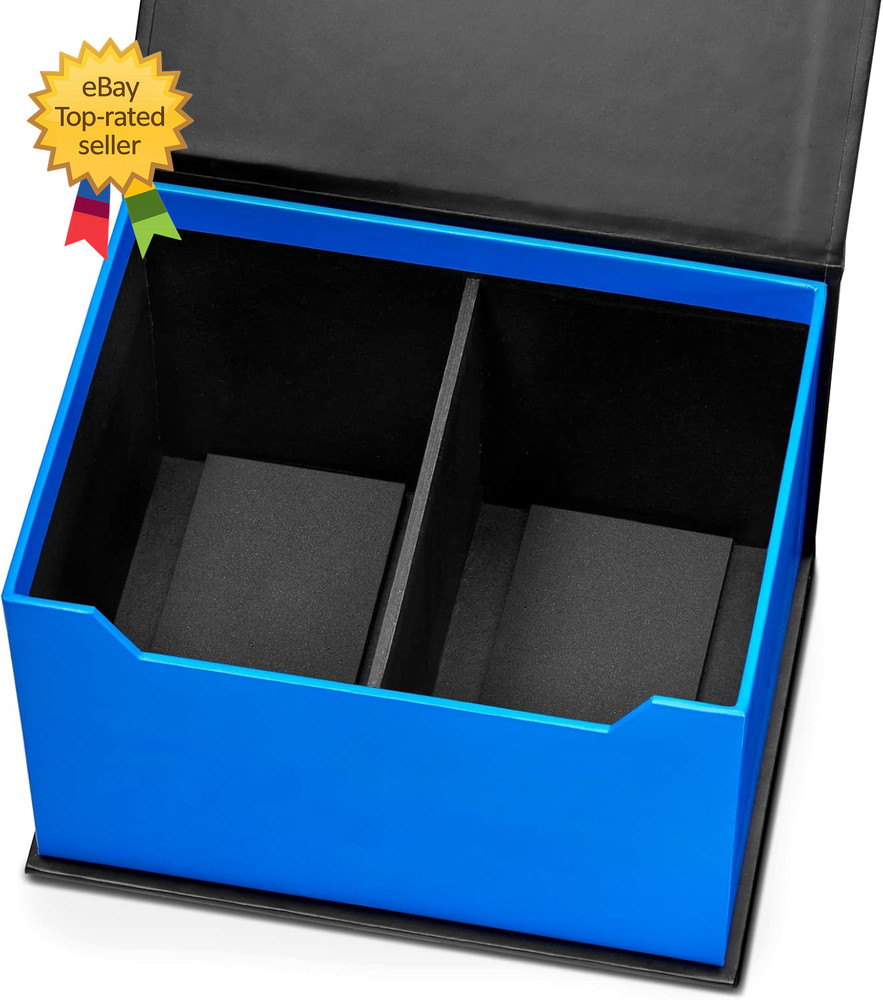 Toploader Trading Card Storage Case 2 Row Magnetic Flip Box W/Adjustable Divider