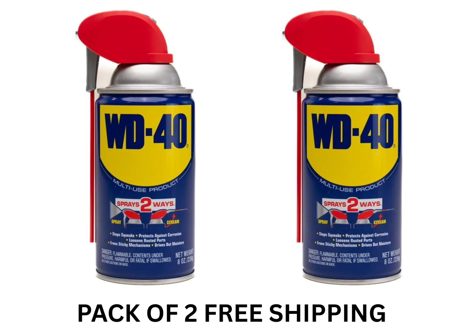 Multi Purpose Original WD-40 Formula 8oz Lubricant Spray 2-PACK w/. Smart Straw