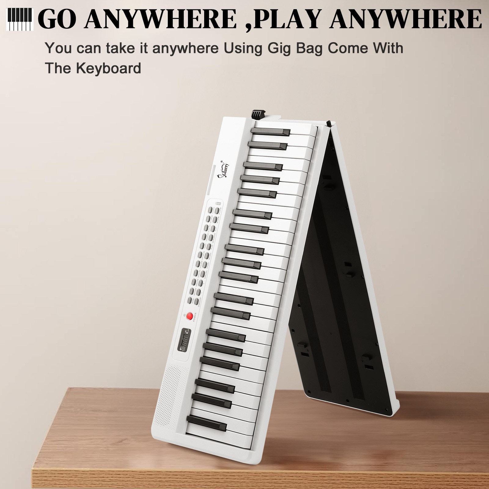 Glarry Foldable 88 Key Full Size Semi-Weighted Keyboards Digital Home Piano