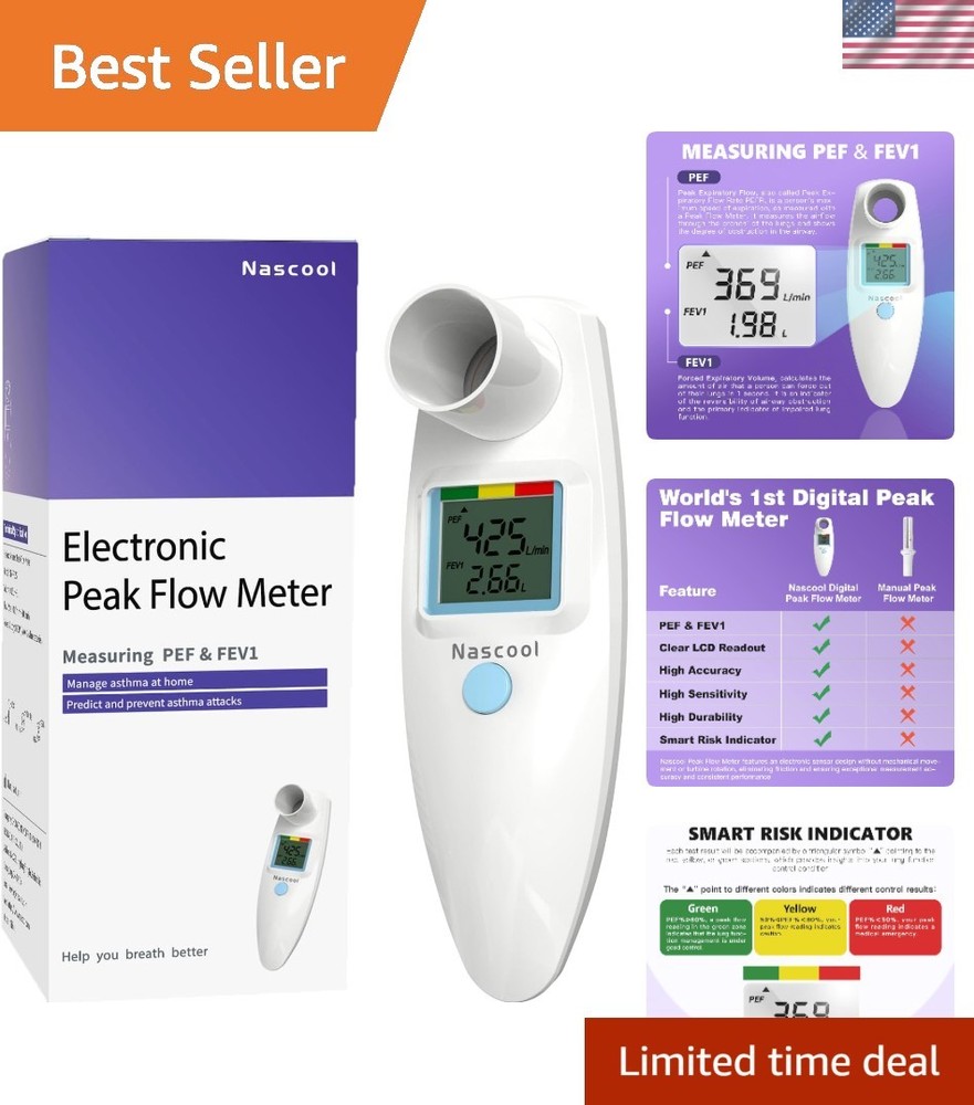 Digital Peak Flow Meter,Home Medical with Tracking Software Manually Recording-A