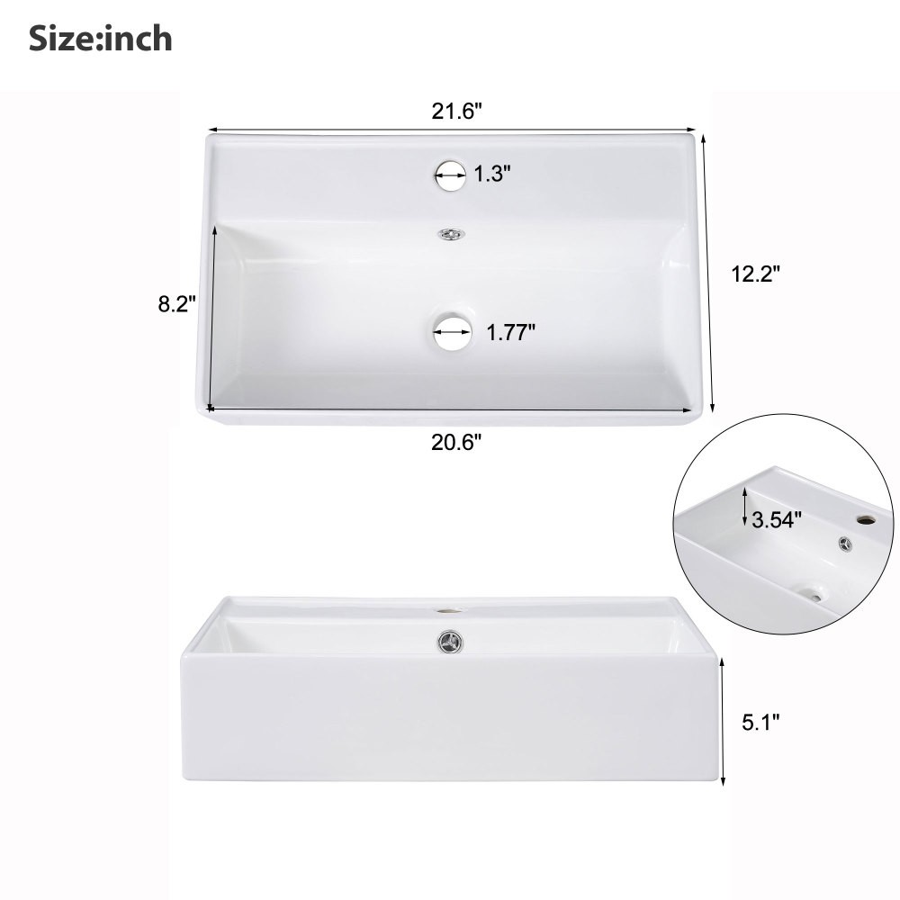 Bathroom Storage Cabinet Single Ceramic Sink Right Side Storage