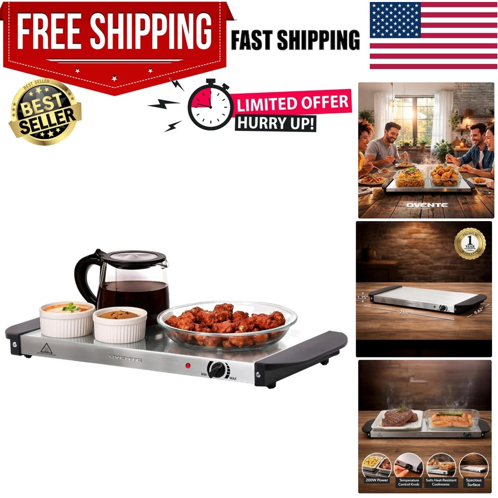 Electric Warming Tray - Adjustable Temperature Control for Buffets & Parties