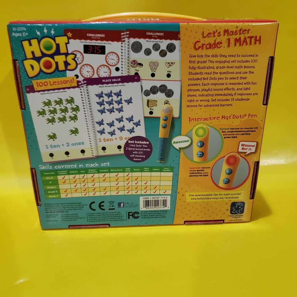 HOT DOTS LET'S MASTER GRADE 1 MATH, INTERACTIVE TALKING PEN, HOME SCHOOL, 6+, BN