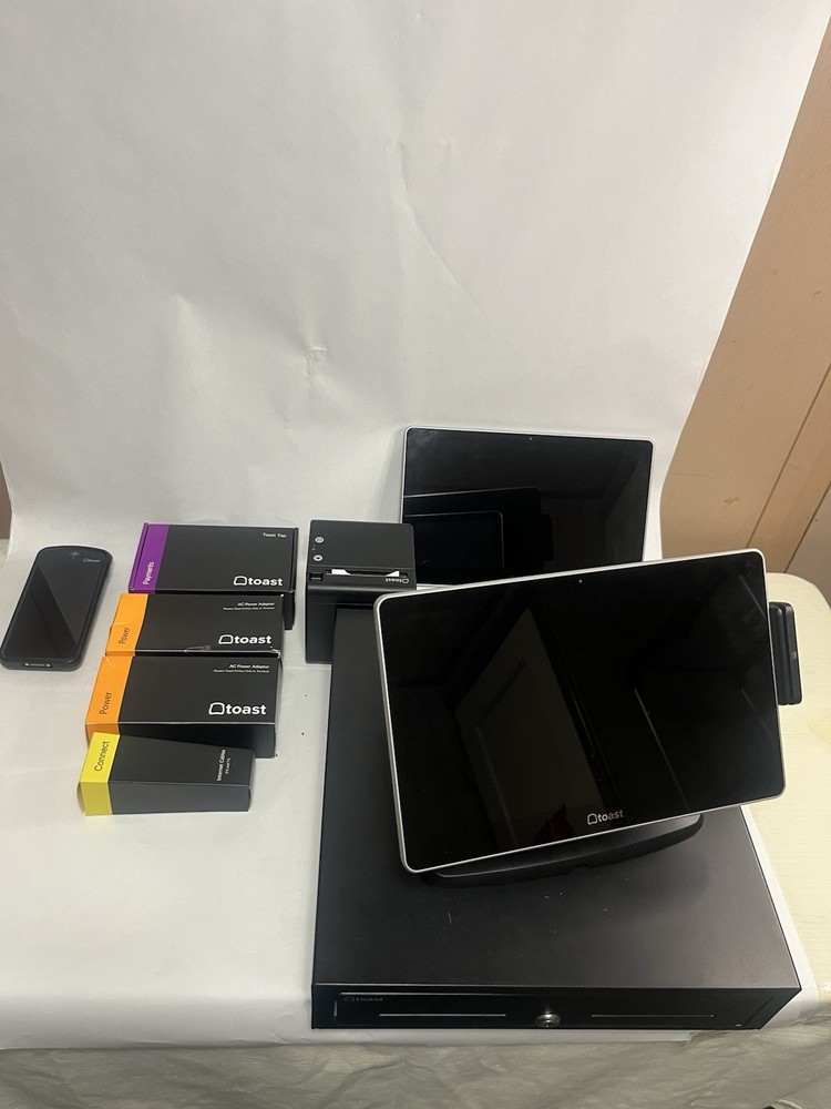 Toast POS System Touch Screen w/ Printer, card reader, Cash Drawer/cables/GO 2