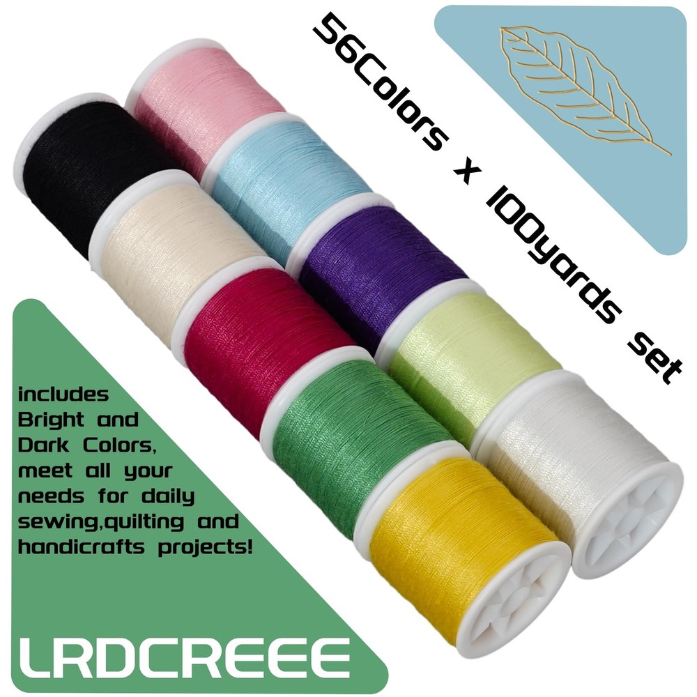 56 Spools Sewing Thread Kit for Hand and Machine Use Colorful Polyester Set