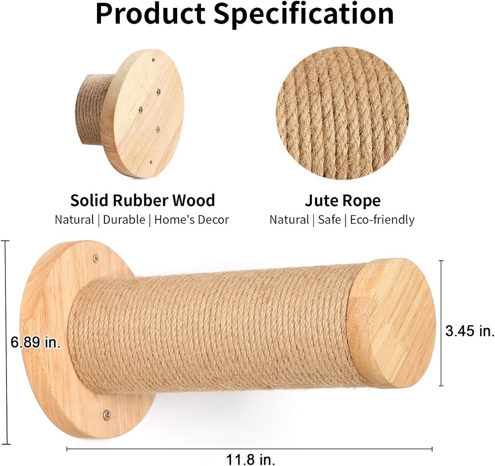 Wall Mounted Jute Cat Post 2 Pack