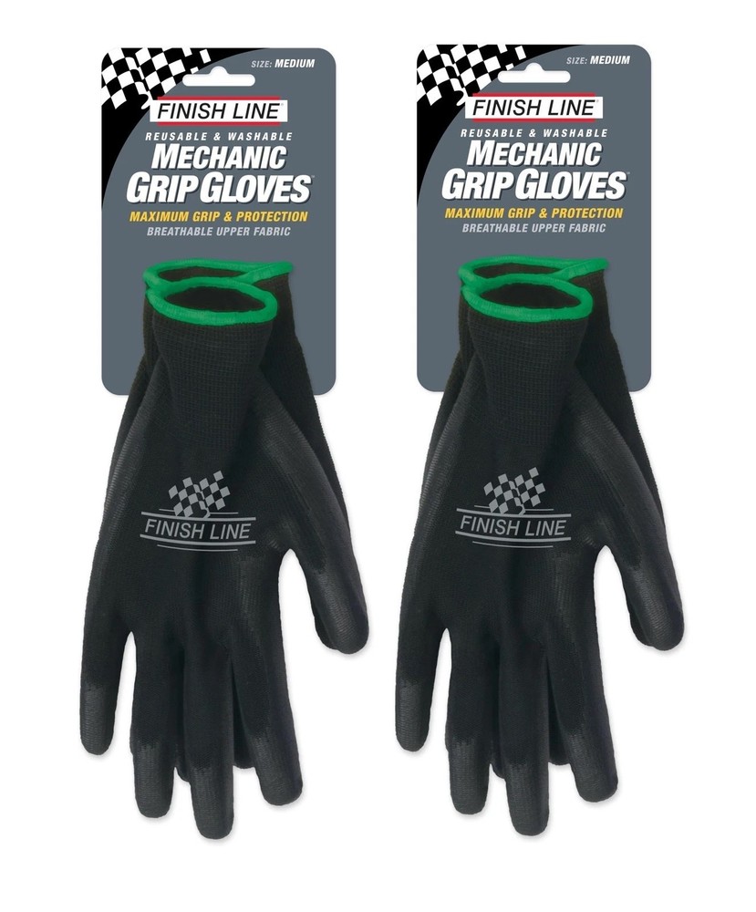 2x Finish Line Mechanic's Grip Gloves Medium