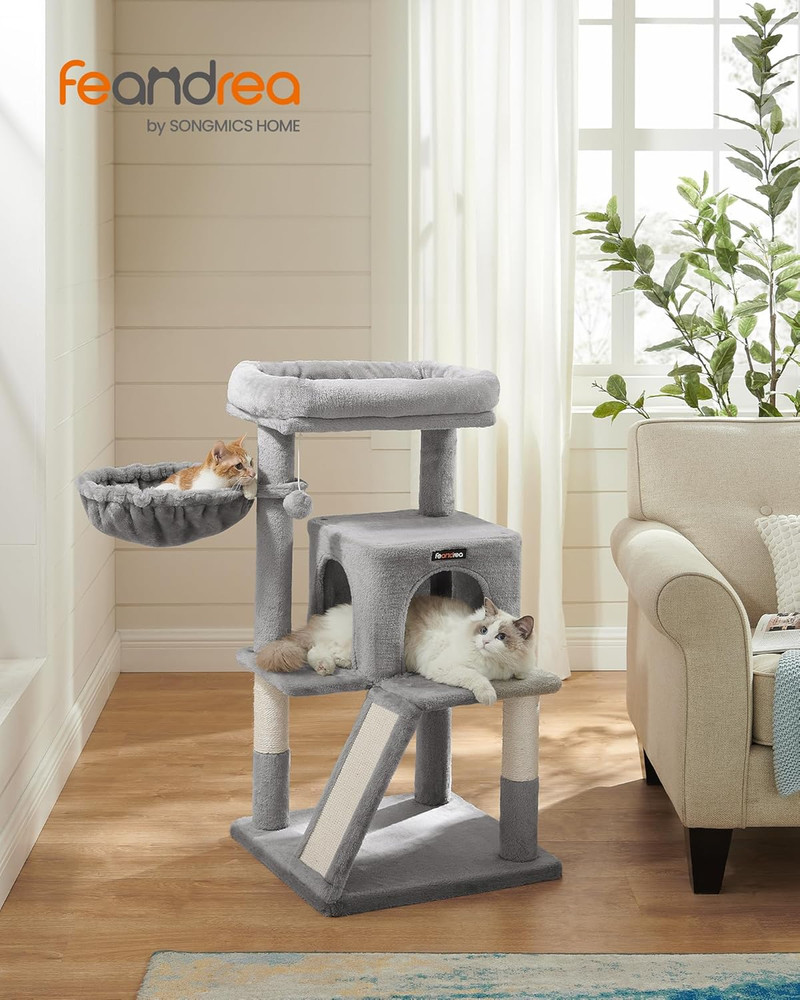 Cat Tree, 37.8-Inch Cat Tower, Multi-Level Condo with Widened Perch, Scratching