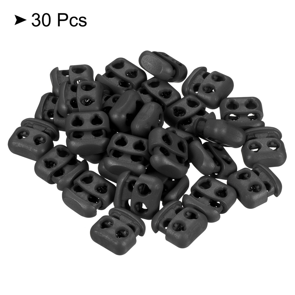 Cord Locks, 30 Pack Oval Spring Toggle Stopper, Black