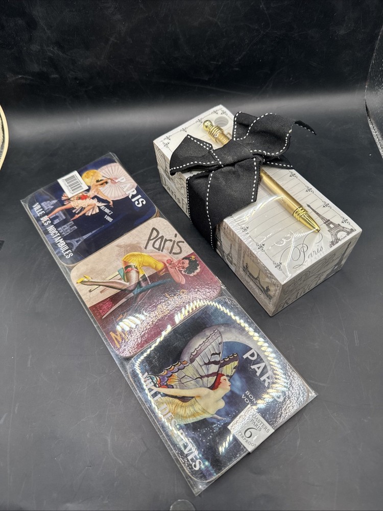 Paris gift Set notepad and pen/ Coaster set