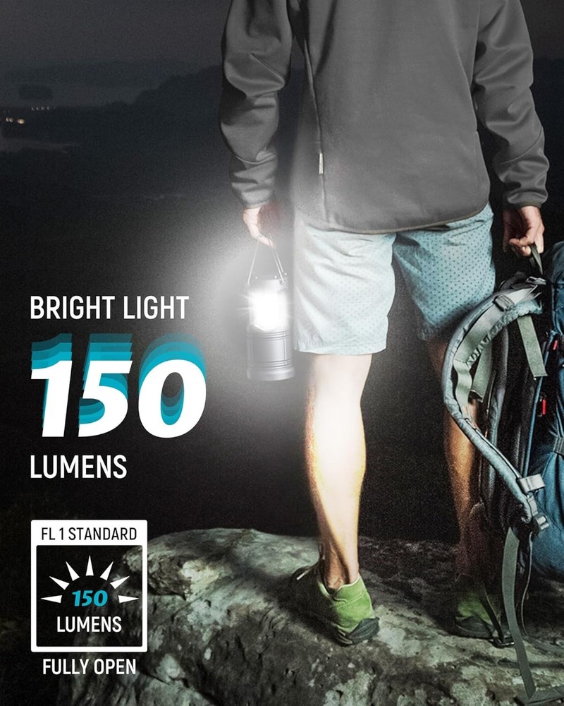Lichamp 4 Pack LED Camping Lanterns, Battery Powered Lights Gray