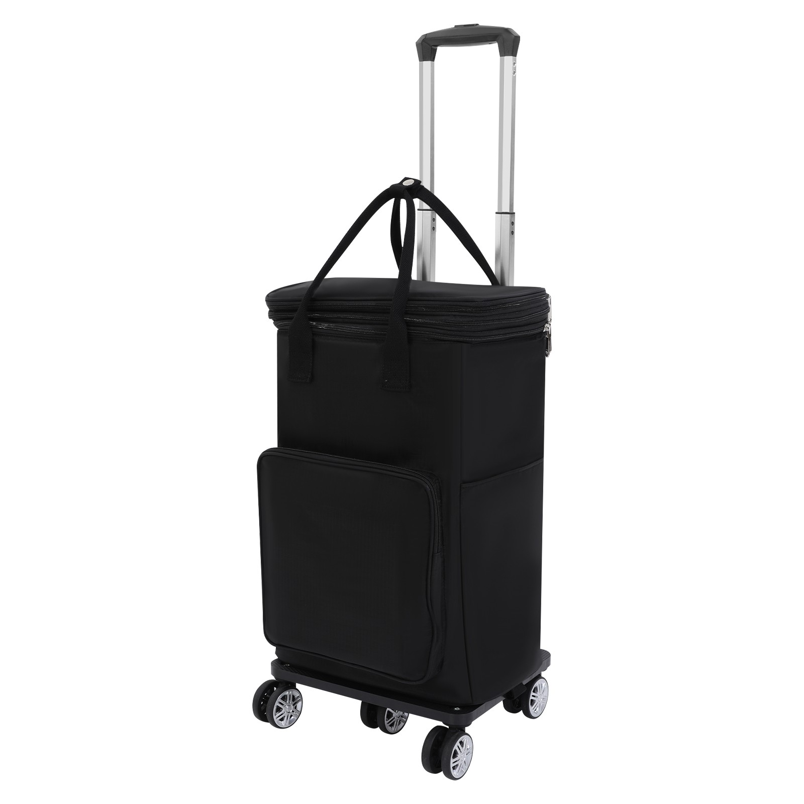 2 In 1 Shopping Cart With Wheels Grocery Cart Black Portable Utility Dolly Cart