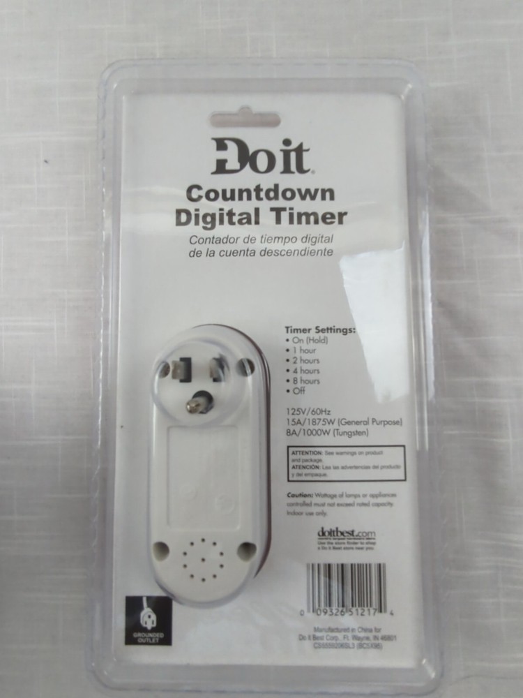Do It Countdown Digital Timer Model 520462, 5 settings, indoor outdoor - New