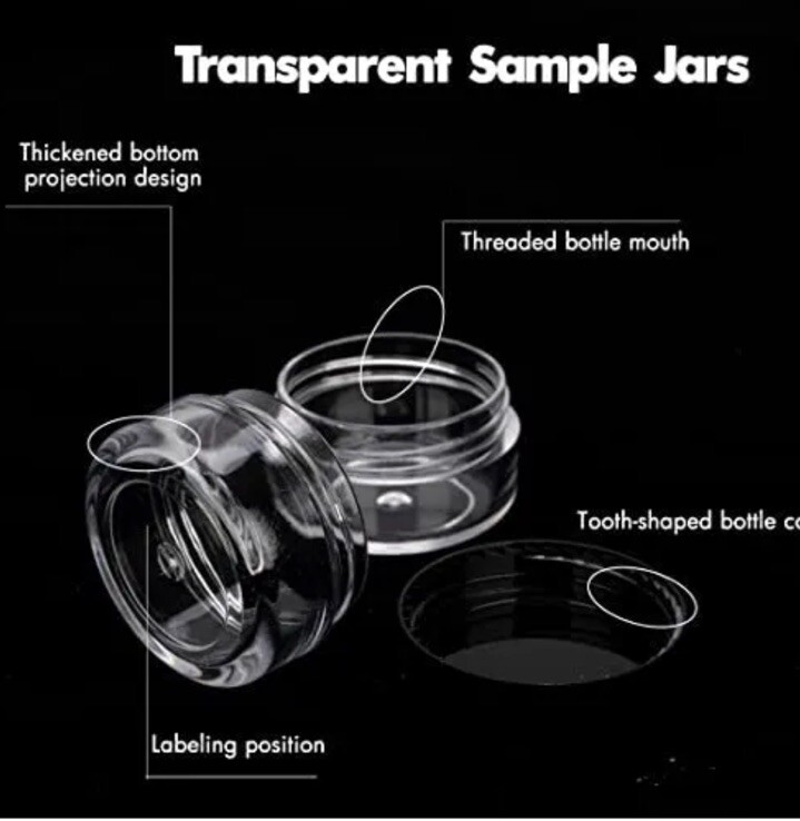 3 Gram Sample Containers with Lids 50 Count Tiny Sample Jars Crafts Makeup ETC.