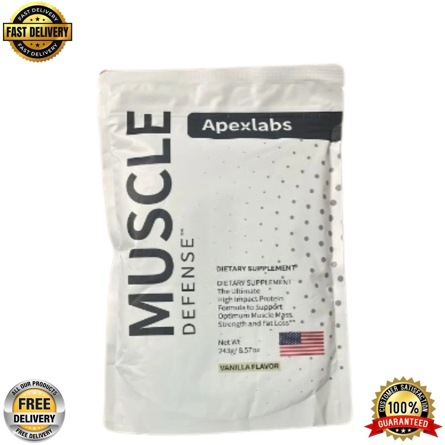 Apex Labs Muscle Defense Dietary Supplement, Vanilla - 8.57 oz - FREE SHIPPING