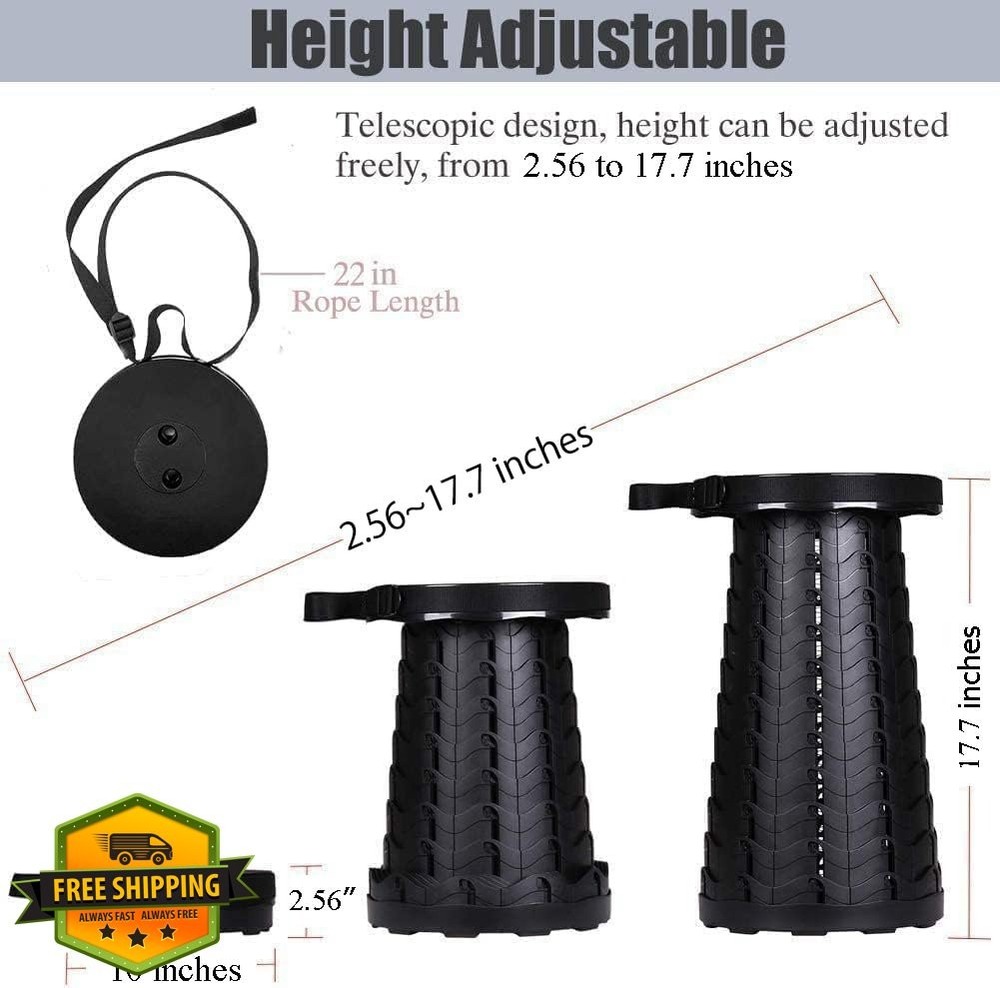 Fishboy Collapsible Stool 400lbs Portable Telescoping Folding Camping Stool