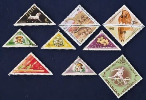 50 ALL DIFFERET DIAMONDS & TRIANGLES (DIAMOND & TRIANGLE SHAPED) STAMPS
