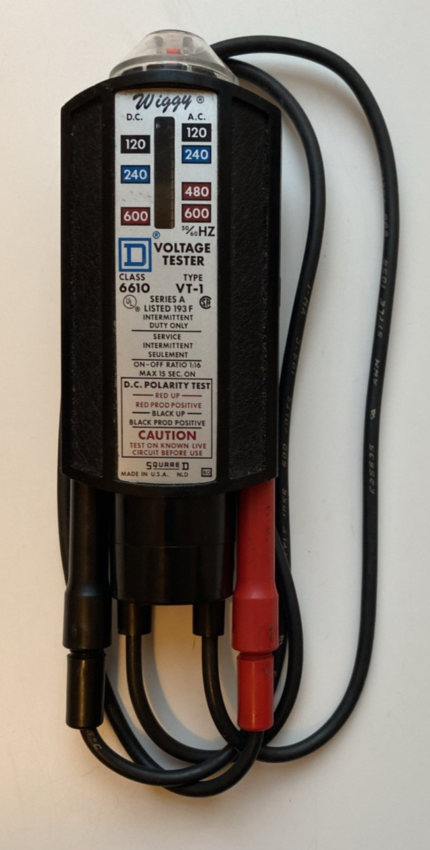 Vintage WIGGY Class 6610 Voltage Tester Type VT-1 AC/DC Series A - Square D USA