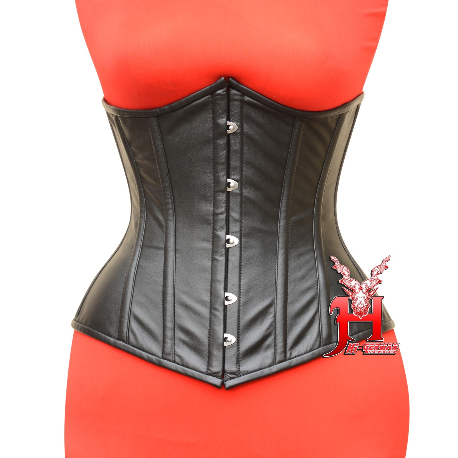 Underbust Corset Black Leather Corset Waist Training Underbust Leather Corset