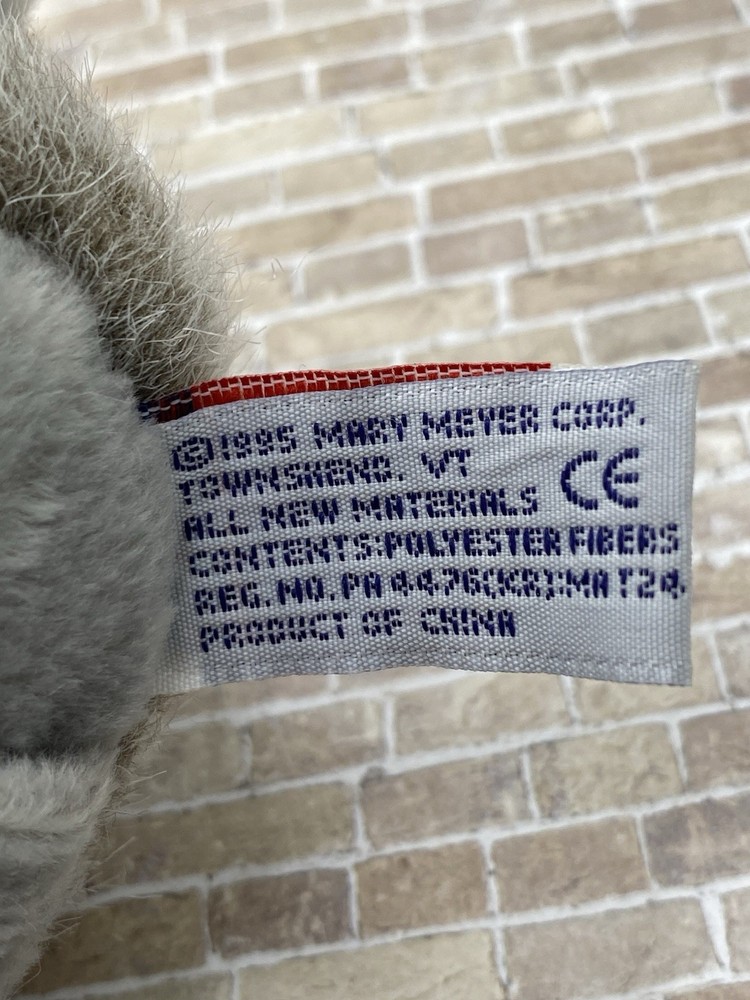 Mary Meyer 1993 Finger Puppet Plush Gray Mouse Pink Inside Ears 5"