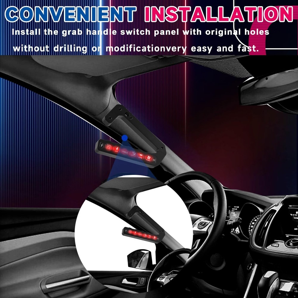 Handle Switch Panel Compatible with Jeep Wrangler JK 2007-2017 | No-Drill Plu...