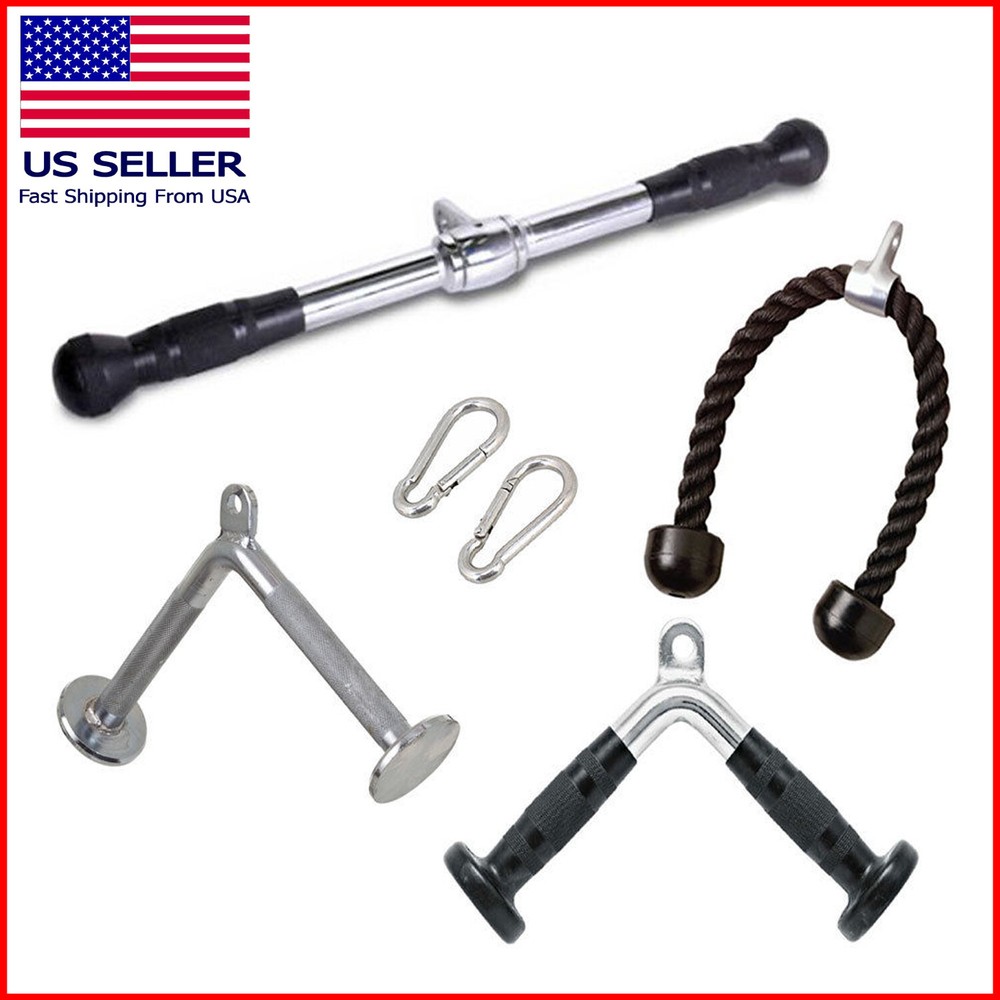 Home Gym Cable Attachment Handle Machine Strength Exercise Pull Press Down Set