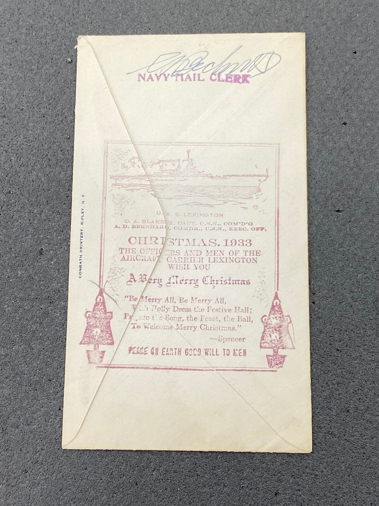 1933 USS Lexington CV-2 Commemorative Issued Envelope