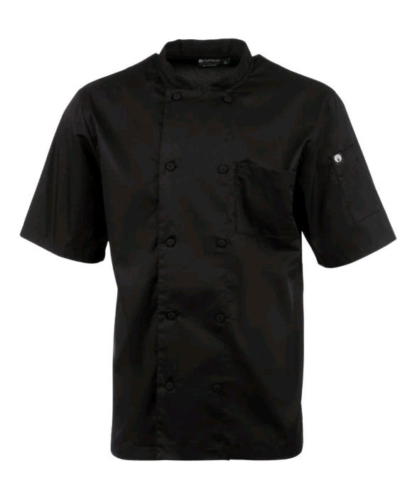 Mens Medium Montreal Cool Vent Chef Coat Shirt Black Double Breast Performance